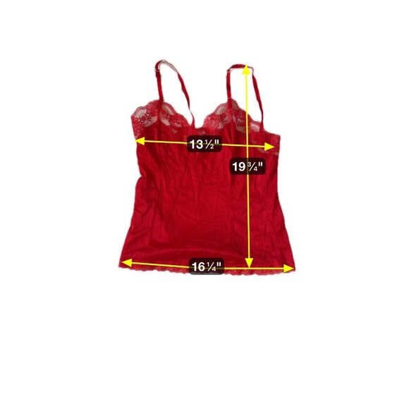 Vintage Red Lace Sheer Camisole Top Lingerie Adjustable Straps 100% Nylon Size L - Picture 8 of 8